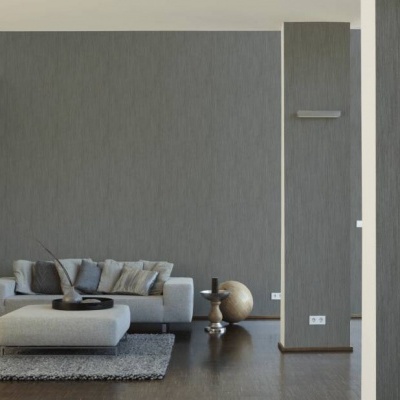 Papel de Parede Tropical, Folhas, Uni, Preto, Cinza, Metálico, Prateado 32883-4