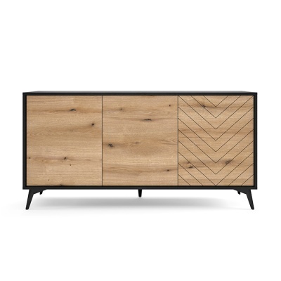 Aparador Largo em Carvalho Natural e Preto Diamond