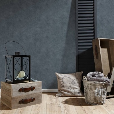 Papel de Parede Tropical, Uni, Cinzento, Preto 37370-8