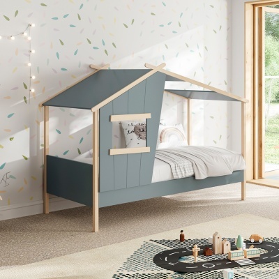 Cama Infantil Casinha com Telhado Hut 90x190 cm Verde