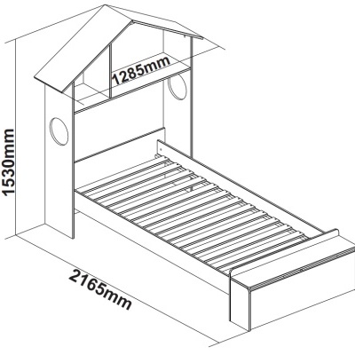 Cama Infantil com Telhado e Baú 90x190 cm Casinha Branca