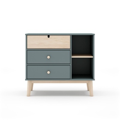 Cómoda Para Criança com 3 Gavetas em Verde e Pinho