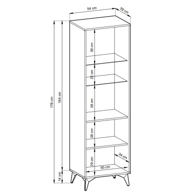 Vitrine Alta em Carvalho Natural e Preto Diamond