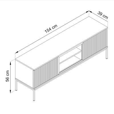 Móvel TV Carvalho com Ripas em Preto e Leds Sento