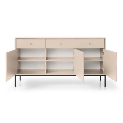 Aparador Largo Bege com Pernas em Preto Mono