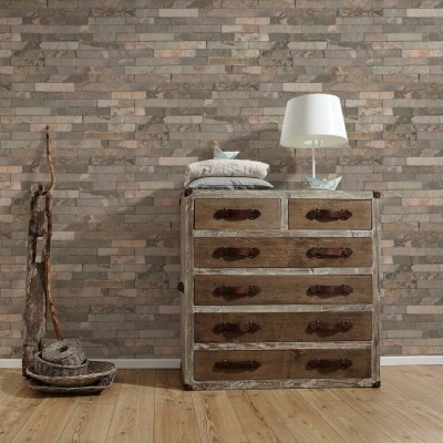 Papel de Parede Pedra, Casa de Campo, Bege, Castanho 35582-2