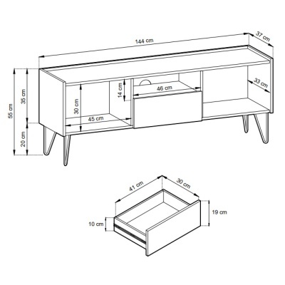Móvel TV Cinzento Escuro e Dourado Harmony
