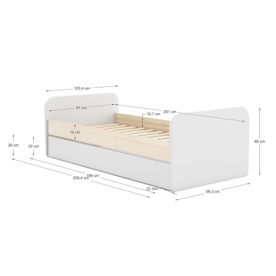Cama Infantil Dupla Branca com Gaveta Esteban
