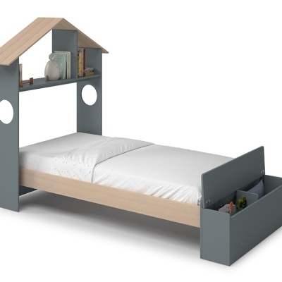 Cama Infantil com Telhado e Baú 90x190 cm Casinha Verde