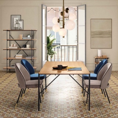 Cadeira Sala de Jantar em Veludo Beje