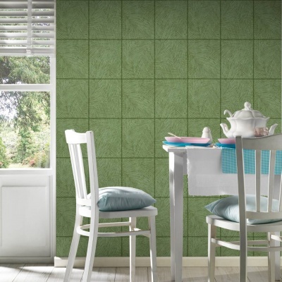 Papel de Parede Tropical, Folhas, Selva, Floral, Azulejo, Verde 37372-1