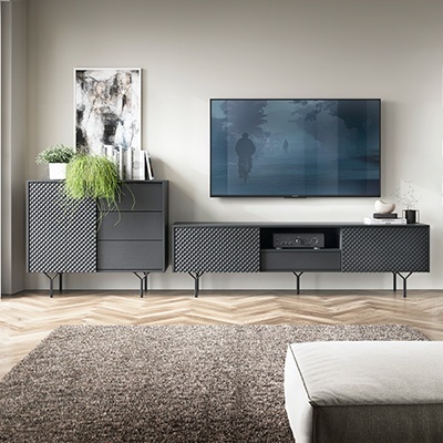 Móveis de Sala Minimalistas Cinzento e Preto Raven