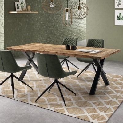 Cadeira de Jantar Giratória 360.º em Pele Verde