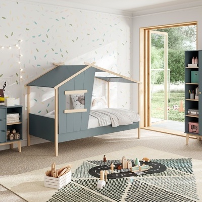 Cama Infantil Casinha com Telhado Hut 90x190 cm Verde