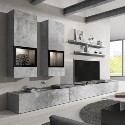 Sala Moderna Completa em Betão e Preto Baros