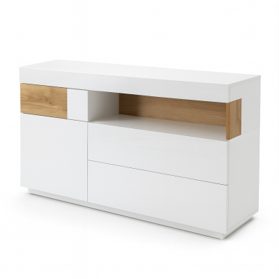 Aparador Nórdico Branco e Carvalho Silke