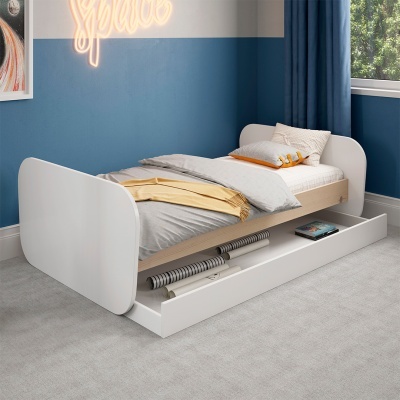 Cama Infantil Dupla Branca com Gaveta Esteban