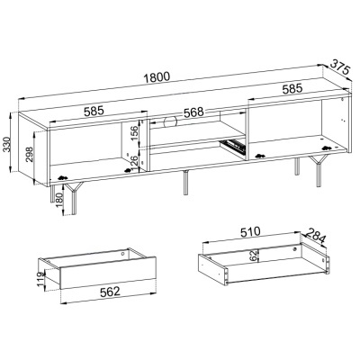 Móvel TV Minimalista Cinzento e Preto Raven