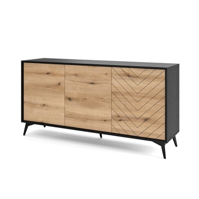 Aparador Largo em Carvalho Natural e Preto Diamond