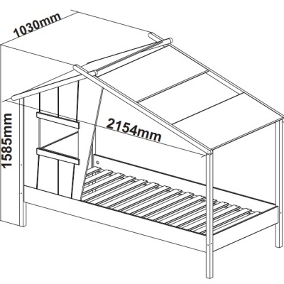 Cama Infantil Casinha com Telhado Hut 90x190 cm Verde