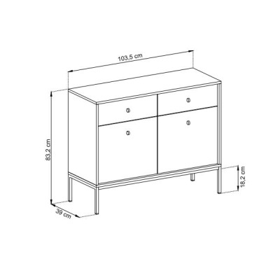 Aparador Azul Navi com Pernas em Preto Mono