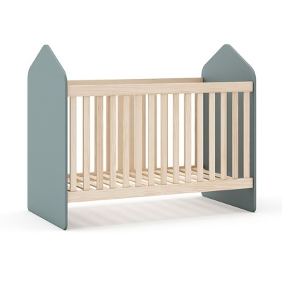 Berço Bebé Casinha Verde com Grade de Pinho