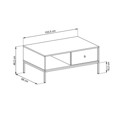Mesa de Centro Bege com Pernas em Preto Mono