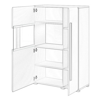 Armário Vitrine Moderno Nórdico Madeira Carvalho Tulsa