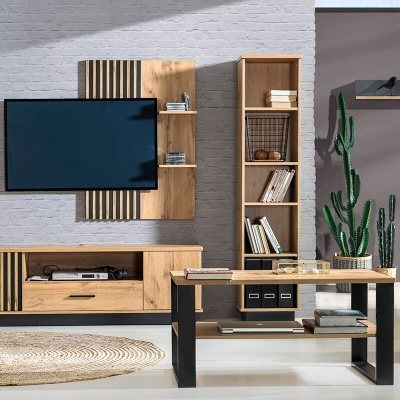 Estante Alta Carvalho e Preto Lamelo