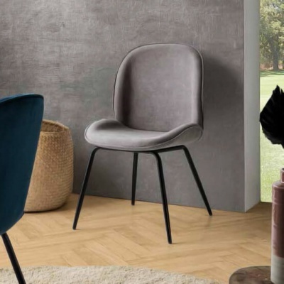 Conjunto de 4 Cadeiras Design Italiano Veludo Cinzento