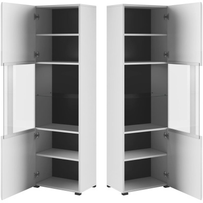 Armário Vitrine Alto em Branco com Porta - Tulsa