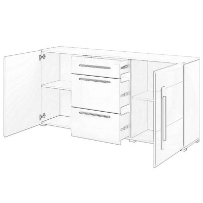 Aparador Largo Moderno Nórdico Madeira Carvalho Tulsa