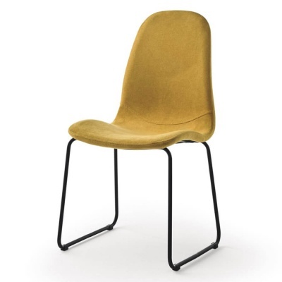 Conjunto de 4 Cadeiras Design Italiano Tecido Amarelo