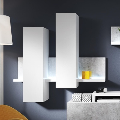 Sala Completa Moderna em Branco e Cinza Betão Bota Sala Completa Moderna em Branco e Cinza Betão Bota