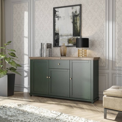 Aparador Clássico em Verde e Carvalho Evora