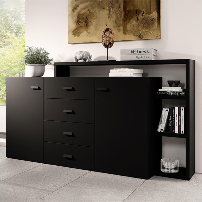 Aparador com Estante Bota | Preto Mate