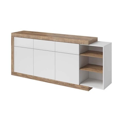 Aparador com Estante e Gavetas em Branco e Carvalho | Sintra