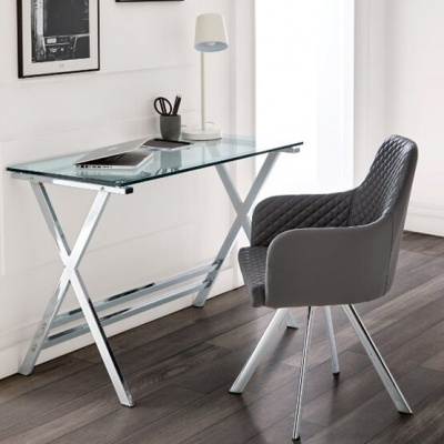 Conjunto de 4 Cadeiras Giratória Design Cinzento