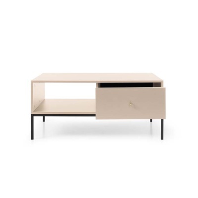 Mesa de Centro Bege com Pernas em Preto Mono