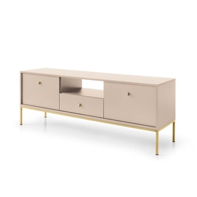 Móvel TV Bege com Pernas em Dourado Mono