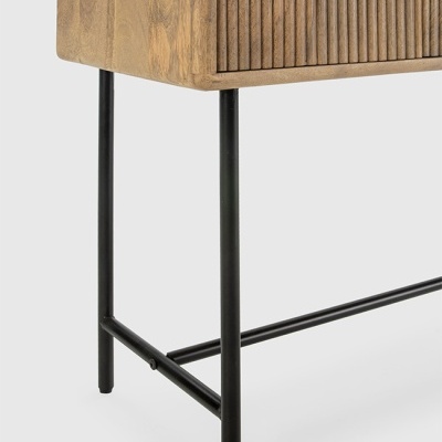 Consola de Metal Preto e Madeira 3 Gavetas