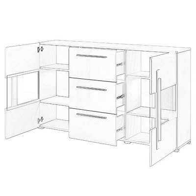 Aparador Vitrine Moderno Nórdico Madeira Carvalho Tulsa Aparador Vitrine Moderno Nórdico Madeira Carvalho Tulsa