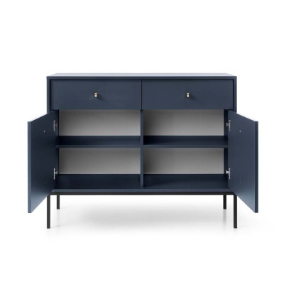 Aparador Azul Navi com Pernas em Preto Mono