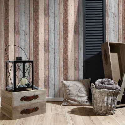 Papel de Parede Madeira, 3D, Preto, Dourado, Cinza 8550-39