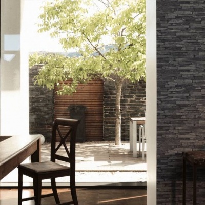 Papel de Parede Pedra, Xisto, Casa de Campo, Preto, Cinzento 9142-24