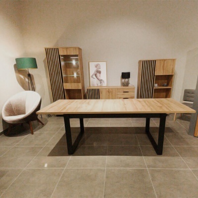 Mesa Jantar Extensível Carvalho e Preto Lamelo