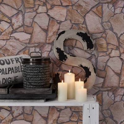 Papel de Parede Pedra, Casa de Campo, Bege, Castanho, Cinzento 9273-16