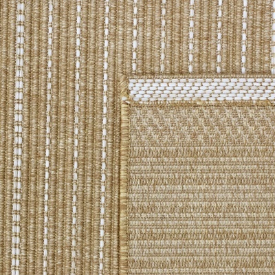 Tapete Interior e Exterior Belize Riscas Bege e Branco