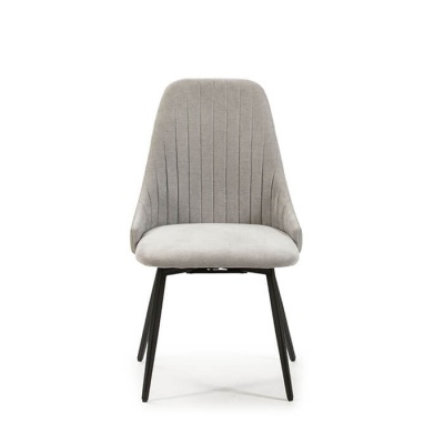 Cadeira Sala de Jantar Giratória Elma em Tecido Cinza Claro | Conjunto de 2 Unidades