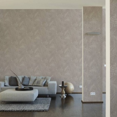 Papel de Parede Tropical, Folhas, Selva, Floral, Bege, Castanho, Creme 37371-2